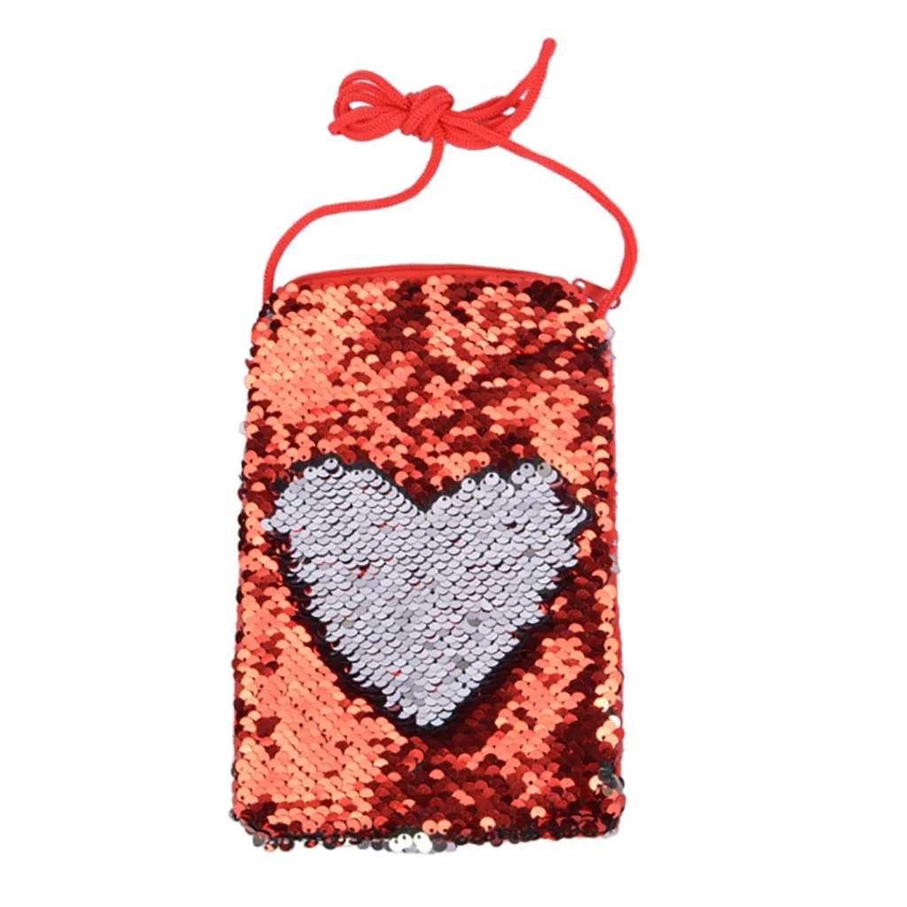 Женская модная двухсторонняя сумка для монет с блестками 2020 на плечо телефона