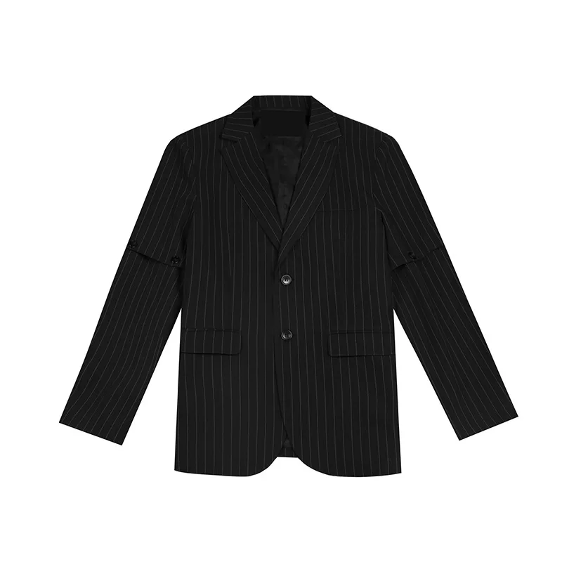 

New product designer customized oversize pinstripe blazer top with detachable sleeves