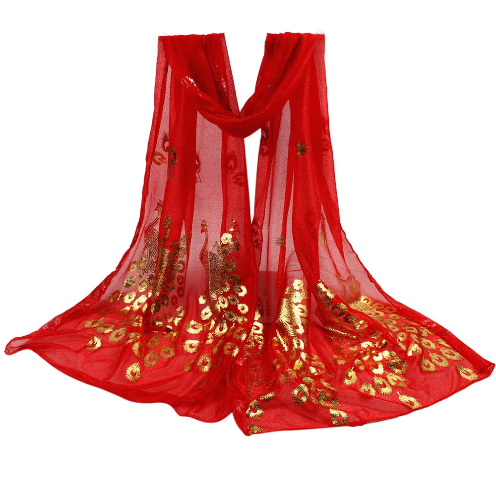 10 цветов женский осенне весенний разноцветный шарф с павлиньим цветком длинная