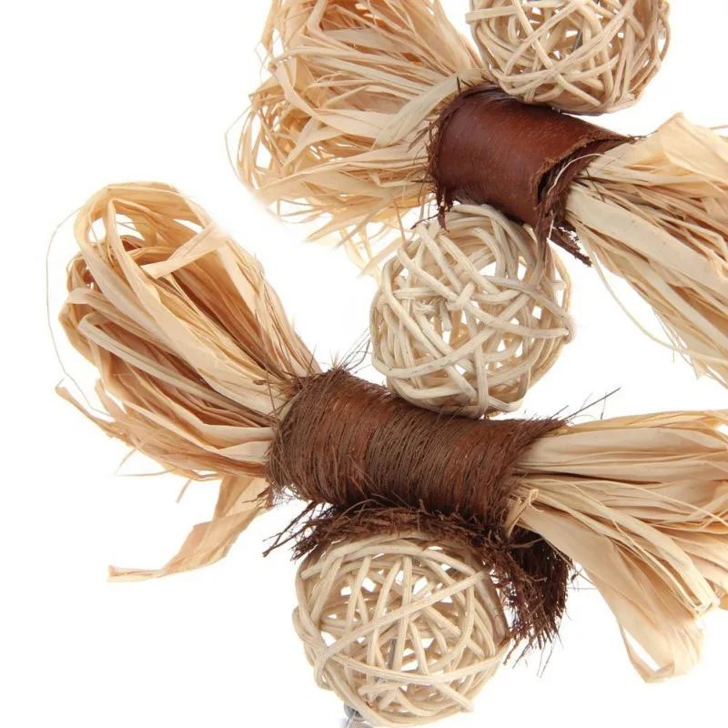 Natural Chew Toy For Pet Bird Parrot Macaw Parakeet Lovebird Bite Swing Cage Loofah Vine Ball Hanging Accessories |