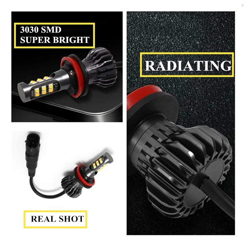 Комплект из 2 предметов H11 H8 Автомобильный светодиодный лампы двойной цвет