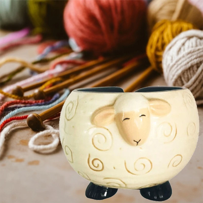 

Sleepy Sheep Ceramic Yarn Bowl Yarns Ball Storage Holder Knitting Crochet Tool for Needlecrafts 72XF