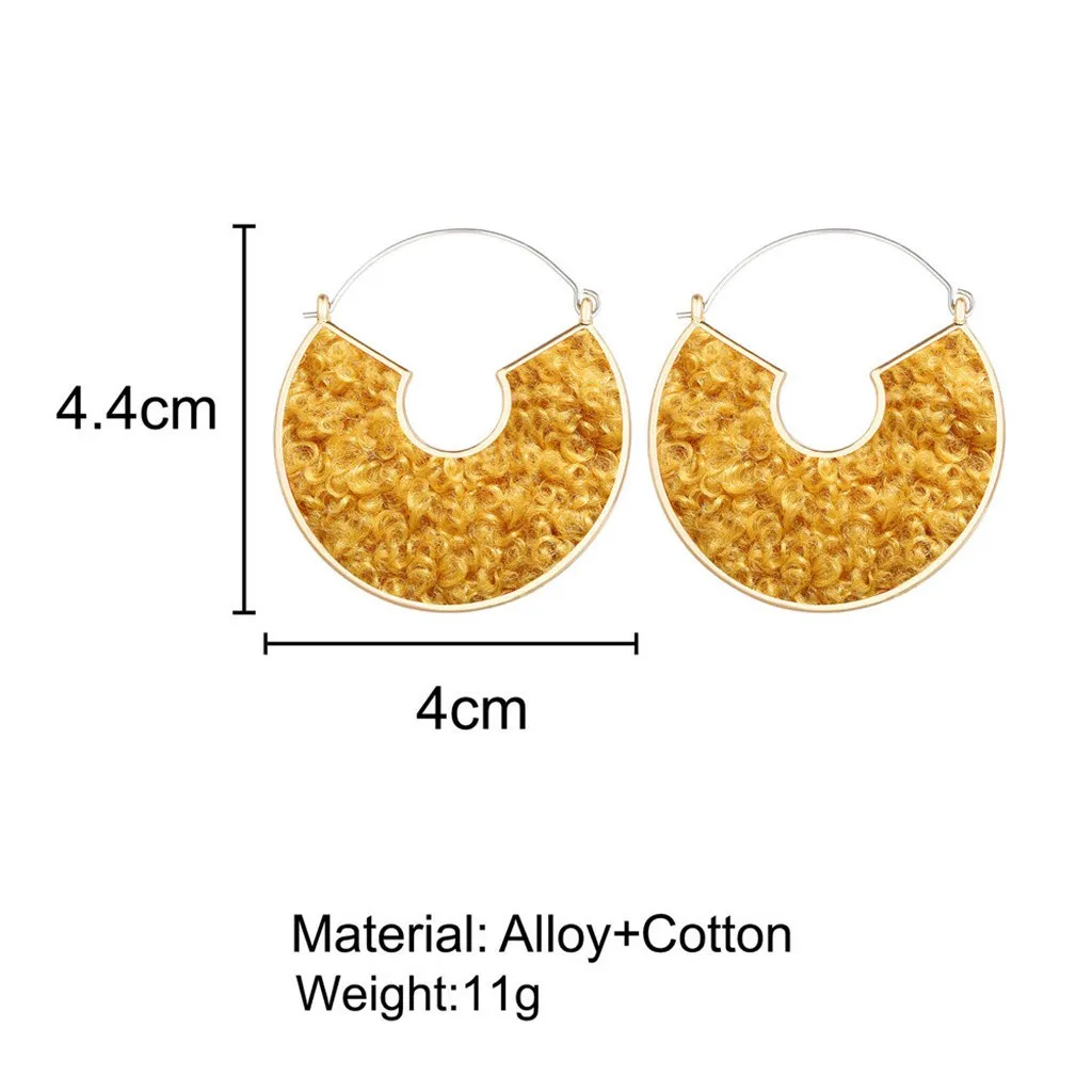 Полукруглые плюшевые серьги ретро темперамент c-тип женские трендовые модные
