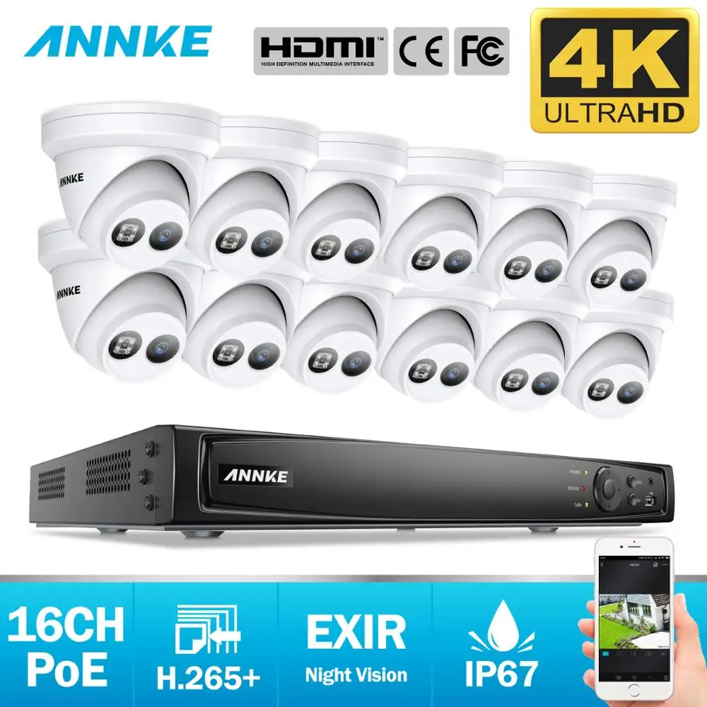 ANNKE 16CH сверхвысокой четкости 4K Ultra HD POE сетевой видеорегистратор безопасности
