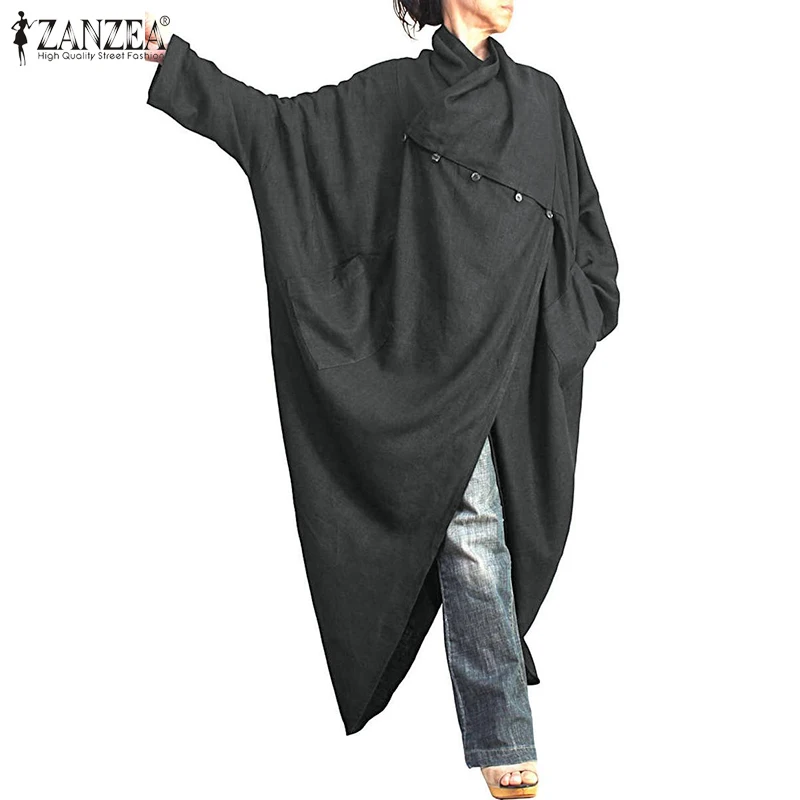 Платье рубашка ZANZEA женское с длинным рукавом повседневный винтажный сарафан на