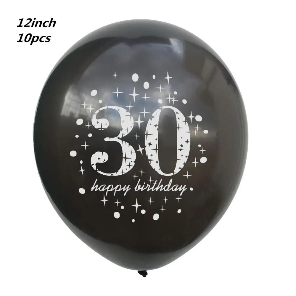 10pcs black 30 1" Золотые латексные воздушные шары черные 30 40 50 60 70 лет с днем рождения украшения для взрослых воздушные шары Cumpleanos Globos Balony - Цвет: 10pcs black 30