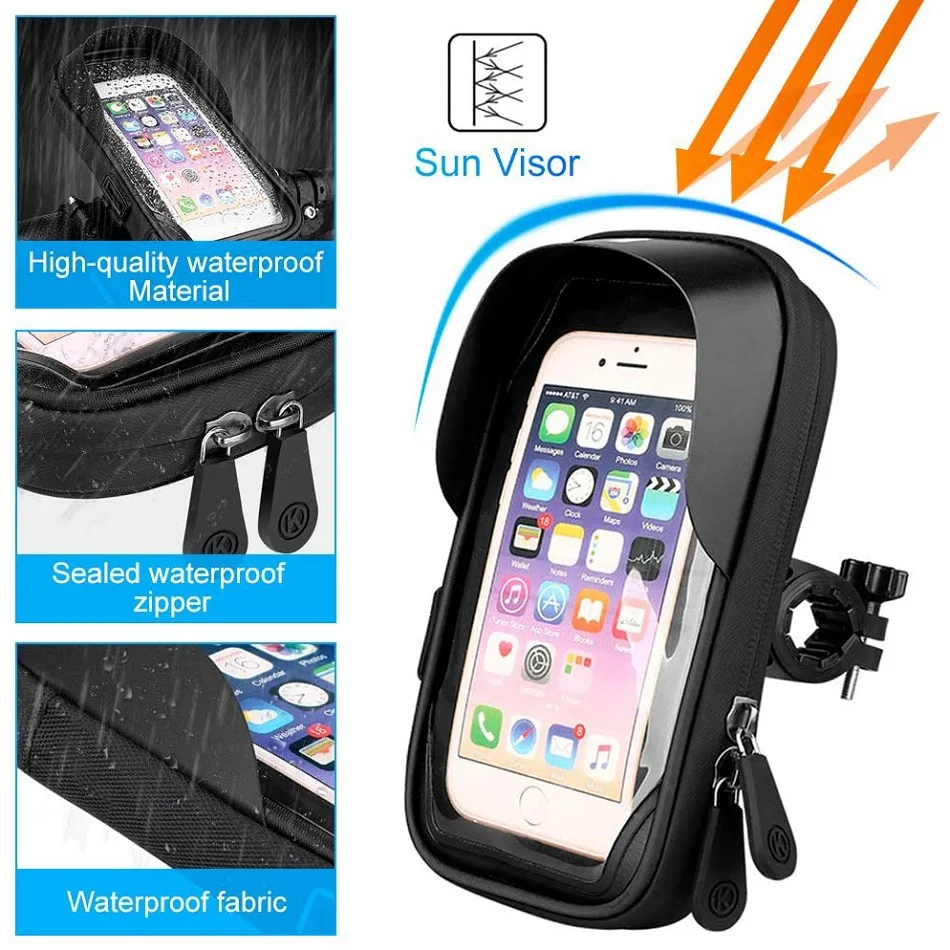 waterproof bicycle motorcycle phone holder bike phone touch screen bag 6 4inch bicycle handlebar holder for iphone 12pro samsung free global shipping