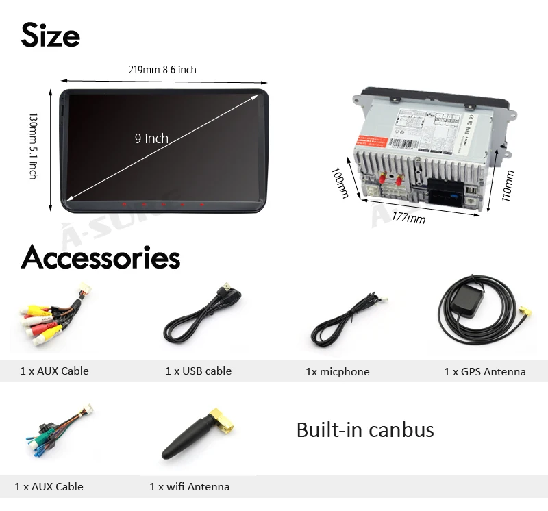 A-Sure 8 core 4 ГБ 9 ''ram Android 8 радио gps DVD для Volkswagen VW Tiguan Polo Golf 5 6 Passat Caddy Transporter Touran Sharan