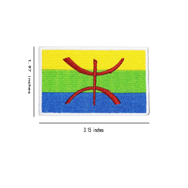 Berber флаг полная 100% патч для жилета шляпы джинсов термоклейкая бирка с вышивкой 8*5