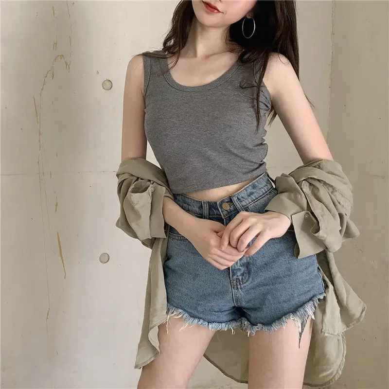

Tank Top Women Sleeveless Tops Tanks Camisole Summer Harajuku Solid Basic Tees Casual Ladies Crop Top Woman Clothes