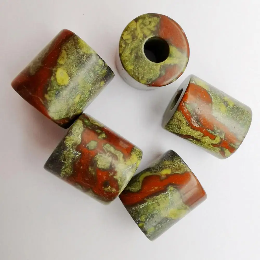 Камень в виде дракона и крови 14 мм большие бусины с отверстием цилиндрическая