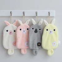 cartoon soft cute embroidered rabbit coral fleece kitchen hanging absorbent thicken household hand towel