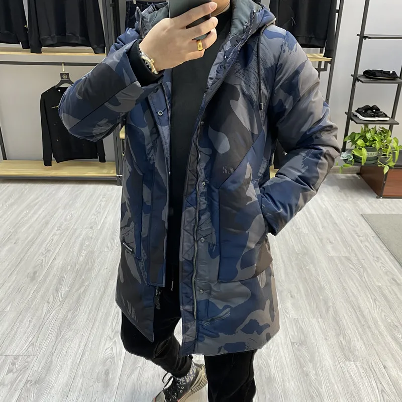 

New Fashion 2021 Men's Winter Duck Down Coat & Jacket Camouflage Printed Male Long Parkas Outerwear Plus Oversized 3XL XXXL