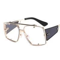 oversized square metal sunglasses women 2020 luxury brand retro large frame sun glasses men wide legs rivet eyewears uv400