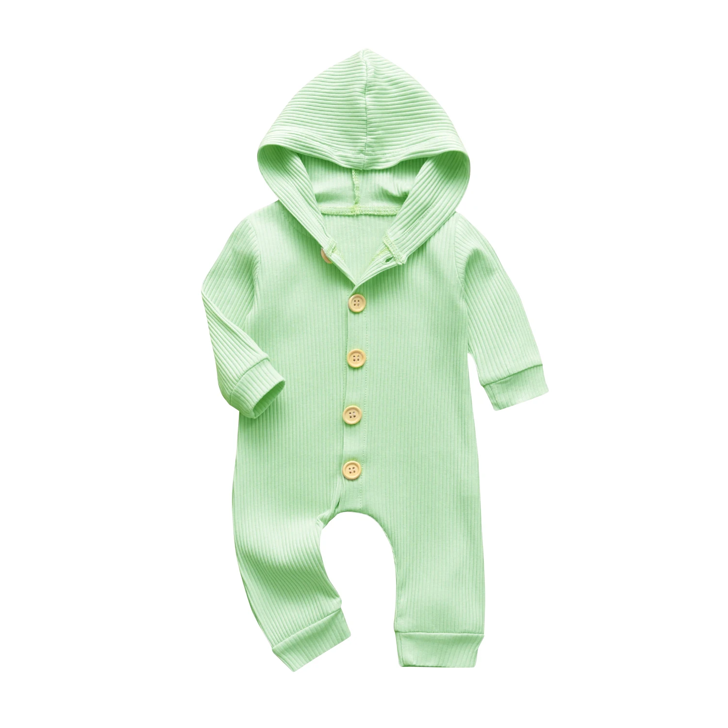 Женский трикотажный ребристый комбинезон с длинным рукавом и капюшоном|Ромперы|