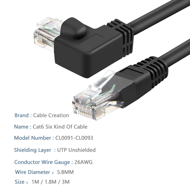 Кабель имеет комбинированный пакет 90 градусов Cat 6 Cat6 прямоугольный Ethernet кабель