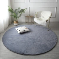 living room carpet round gray soft and fluffy artificial rabbit fur plush bedside mat bedroom decoration washable kids furry rug