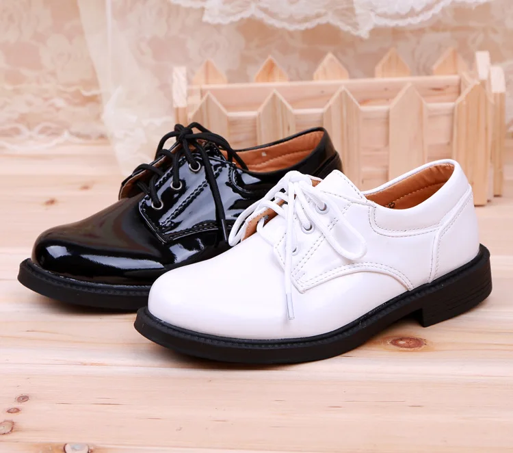 

Kids Shoes New Children Leather Shoes for Baby Boys Dress Black Flats Dancing Wedding Lace Up PU Leather School Students Shoes