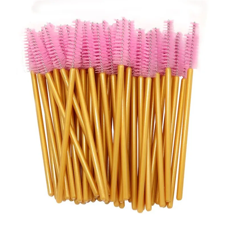 

Gold Eyebrow Mascara Wand Eyelash Spoolie Brush 50 pcs/set Wholesale Disposable Lash Wands Eyelash Extension Brush