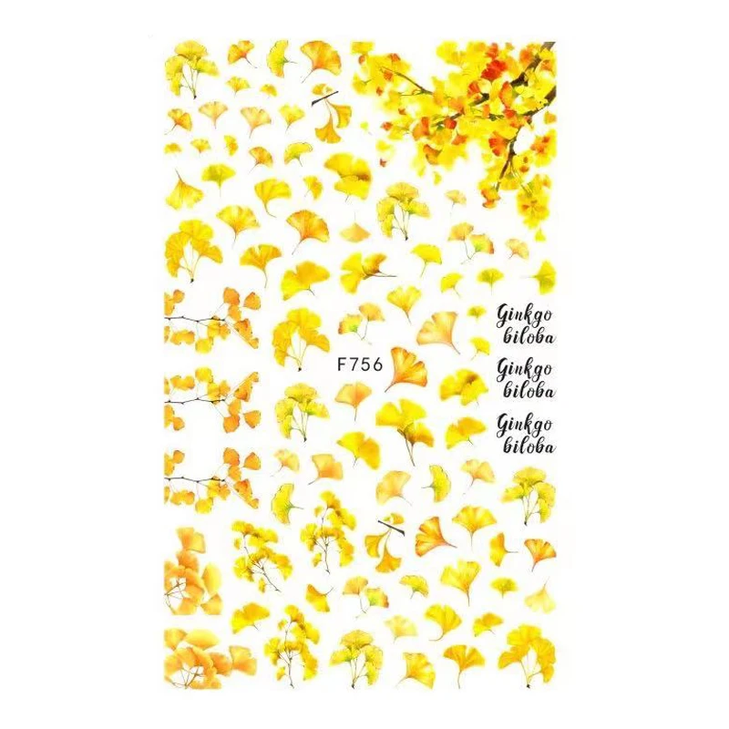 

10PCSCharacters and Red Lips Nails Yellow Leaves Flowers 3D Transfer Nail Stickers Nail Art Slider Decorative Adhesive Stickers