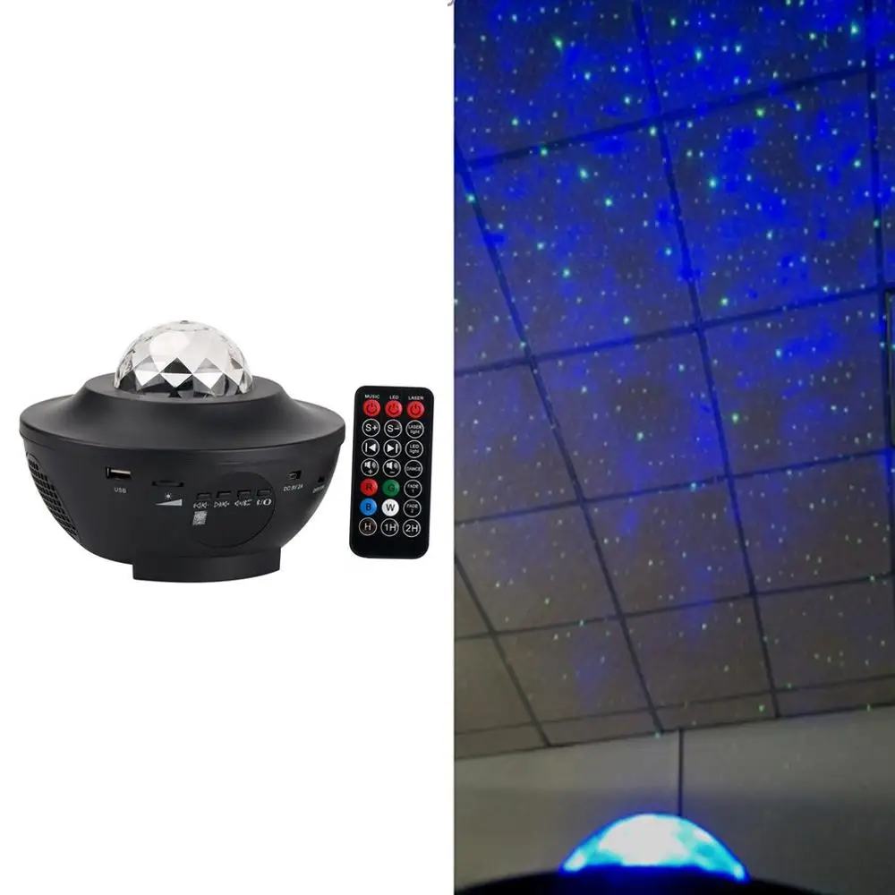 

Led Music Star Projector Lamp / Usb Cable Wireless Sound Control Laser Light Starry Water Pattern Flame Lamp
