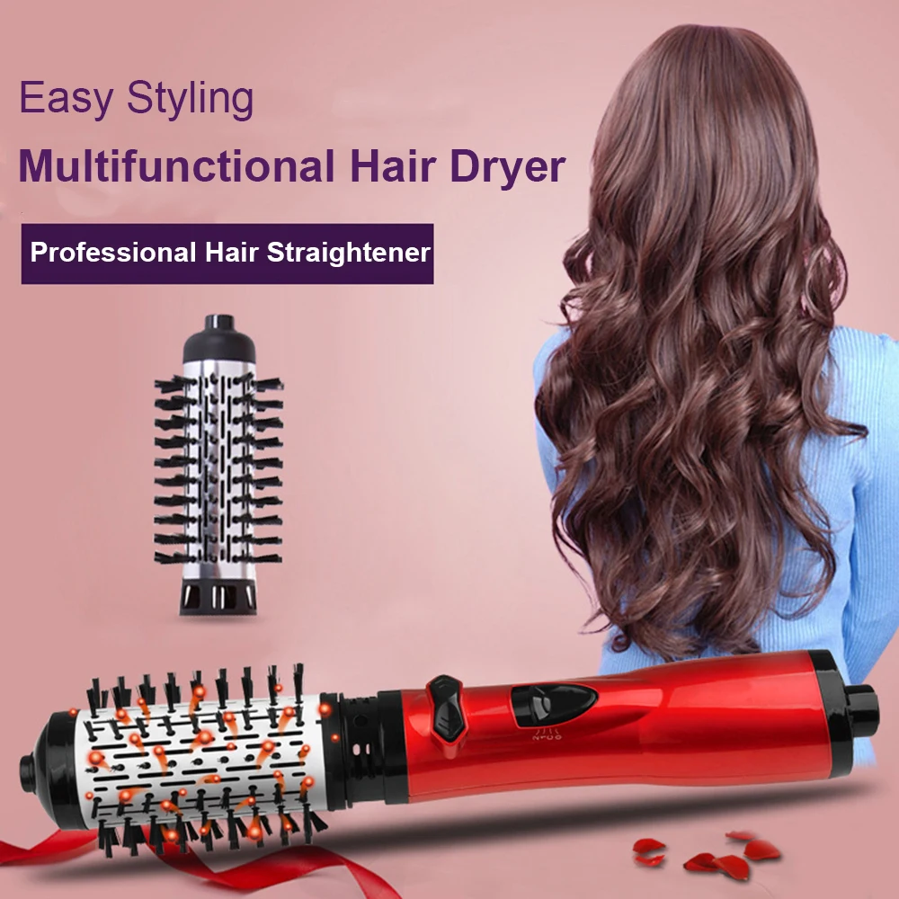 

Multifunctional Hot Air Brush Hair Dryer Comb Detachable Head Ceramic Curling Iron Hair Straightener for Quick Hair Drying