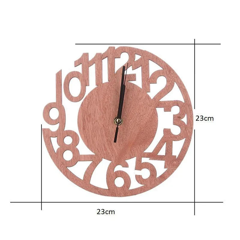 

2021 New Creative Round Digital Creative Tree Wood Wall Hanging Clock Living Room Study Room Background Decoration Khaki 1Piece