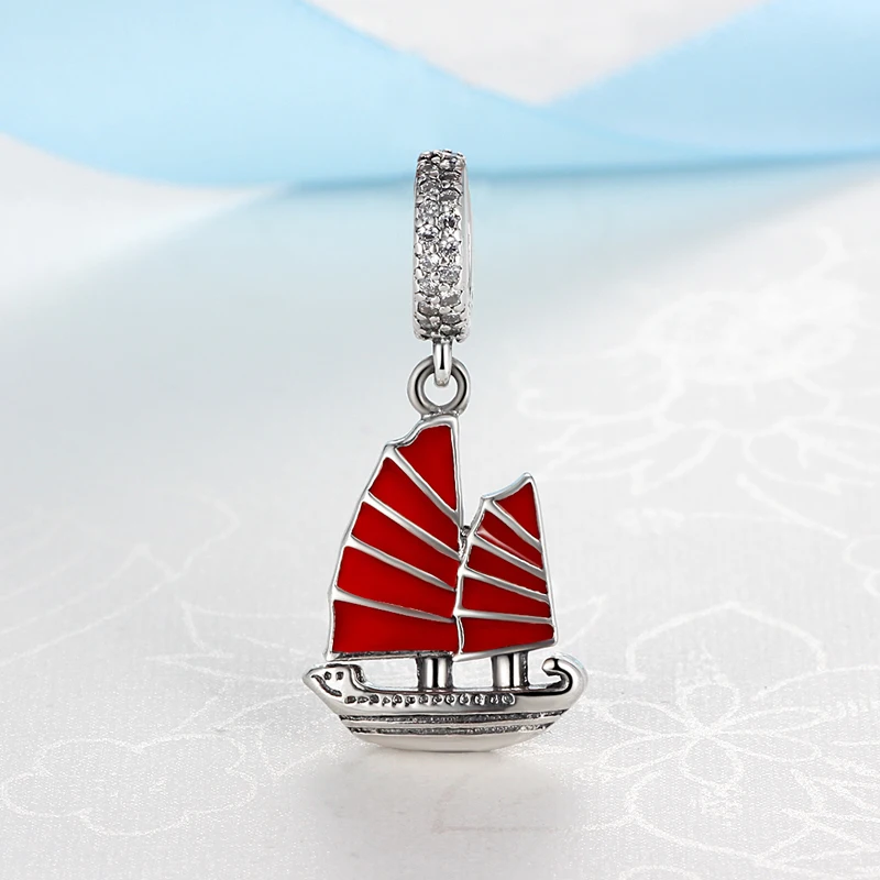 100% Стерлинговое Серебро 925 пробы с бусинами очаровательные красные китайские