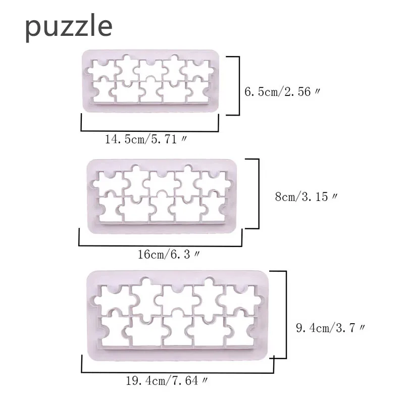 puzzle 3 шт Портативные бисквитные высечки пищевая выпечка аксессуары пластиковые Кухонные гаджеты для торта плесень инструменты для украшения торта - Цвет: puzzle