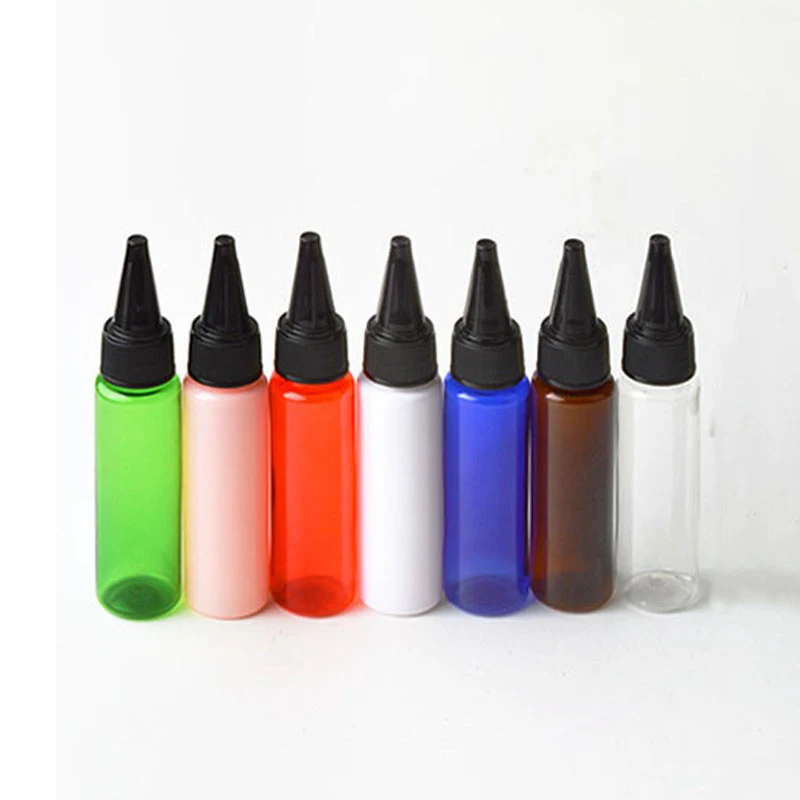

100pcs 30ml white Empty Plastic Bottle With Pointed Mouth Cap Refillable Travel Bottle PET Shampoo Jam Containers