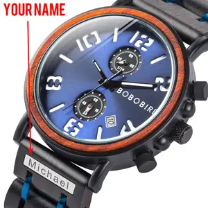 Многофункциональные деревянные часы BOBO BIRD, мужские водонепроницаемые наручные часы, светящиеся мужские часы, подарки на годовщину, гравировка имени на ремешке