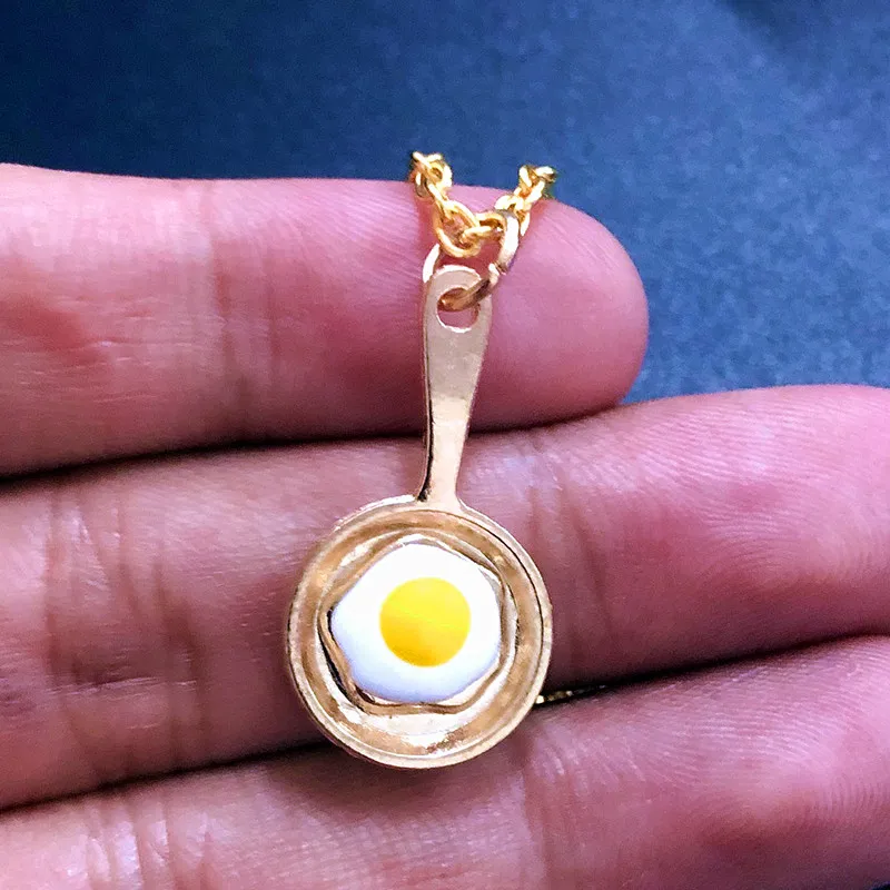 Cooking Necklace Chef Gift Cooking Keychain Fried Egg Necklace Tableware Keychain Kitchen Gift