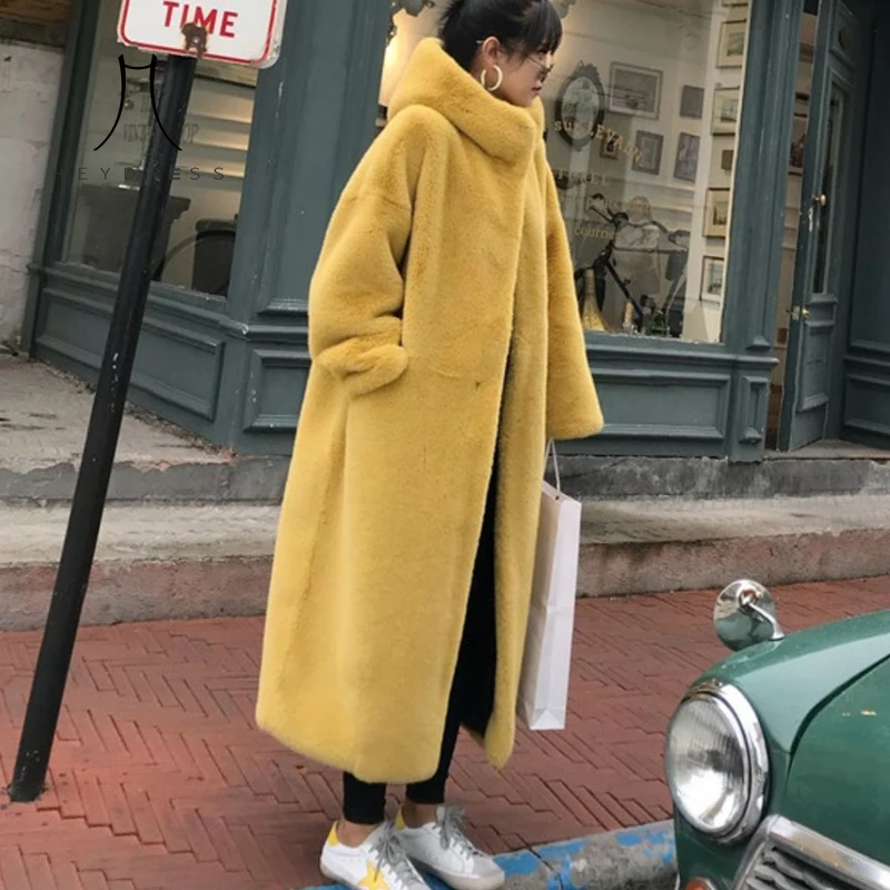 Heydress, зимнее однотонное Женское пальто из искусственного меха с капюшоном, Женская Толстая теплая верхняя одежда, меховые куртки, женское Свободное пальто с мишкой Тедди