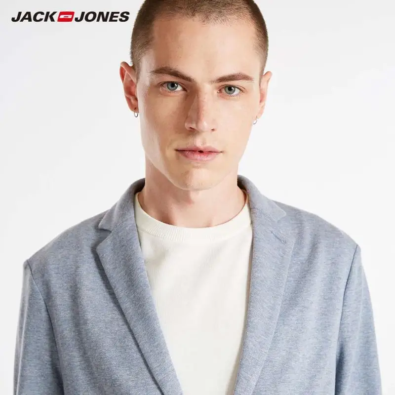 Мужской Блейзер JackJones из хлопка и льна приталенный пиджак с длинными рукавами