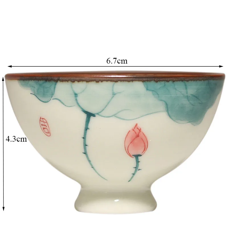 

Porcelain Hand Painted Lotus Teacups Creative Kung Fu Drinkware Traditional Chinese Tea Bowl Ceramic Office Tea Cups Water Mug