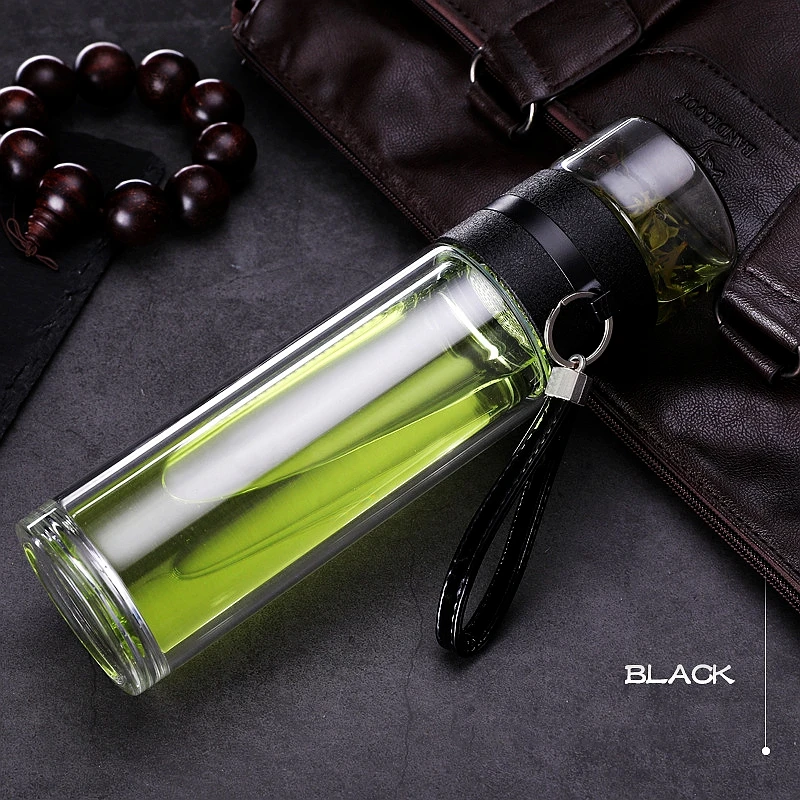 Дорожная посуда для напитков 300 мл портативная стеклянная бутылка чая с двойными