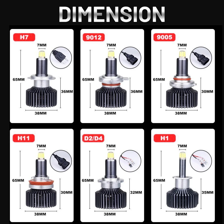 Светодиодные лампы для автомобильных фар 360 лм 9005 градусов 90 Вт |