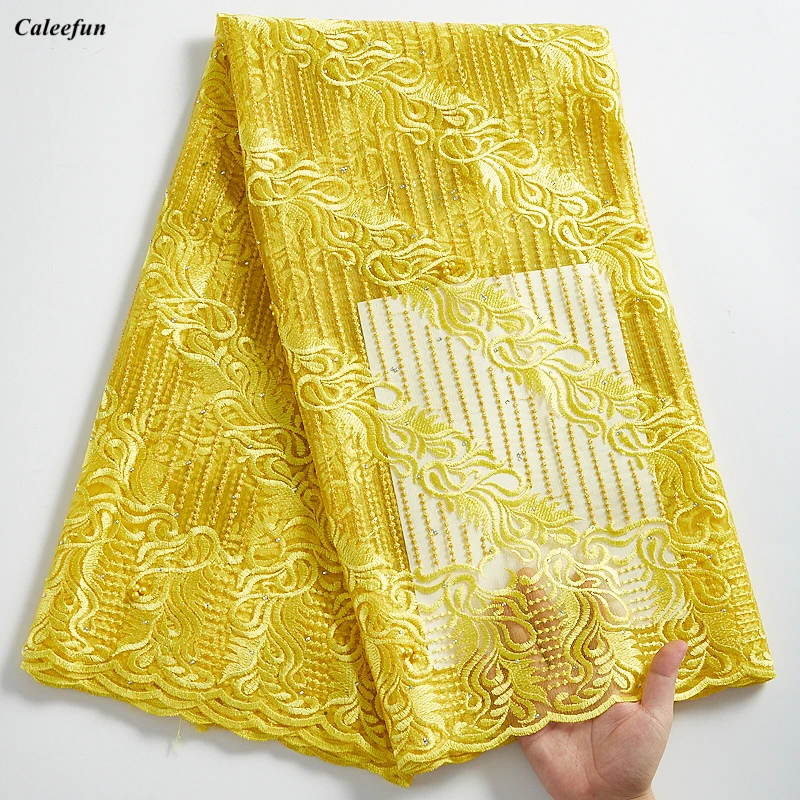 

African Lace Fabric High Quality French Tulle Lace Fabric For Wedding Party Nigerian Lace Fabric With Beads And Stones Y2299