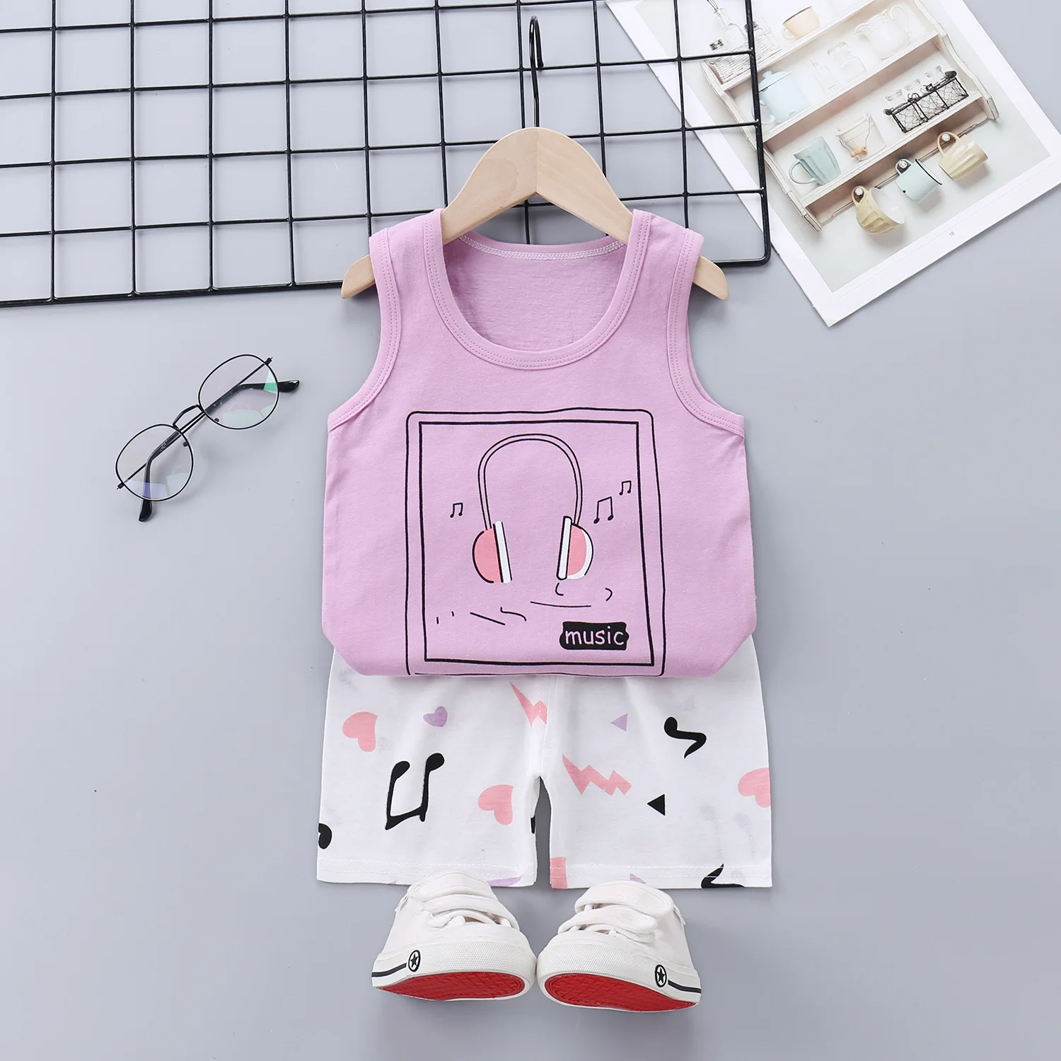 

Baby Boy Clothes Set Kids Girl Summer Outfit Cartoon Sleeveless Tshirts+shorts 2pcs Suits Boys Vest Shorts Cotton Thin Clothes