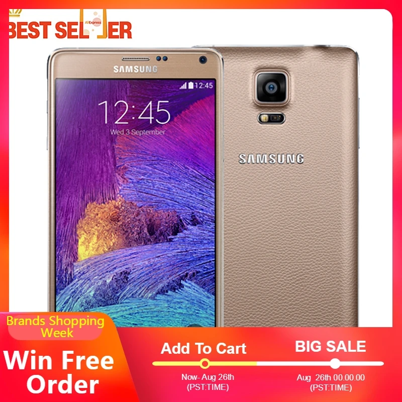 Оригинальный разблокированный samsung Galaxy Note 4 5 7 дюймов N910A N910F N910P 4G LTE мобильные