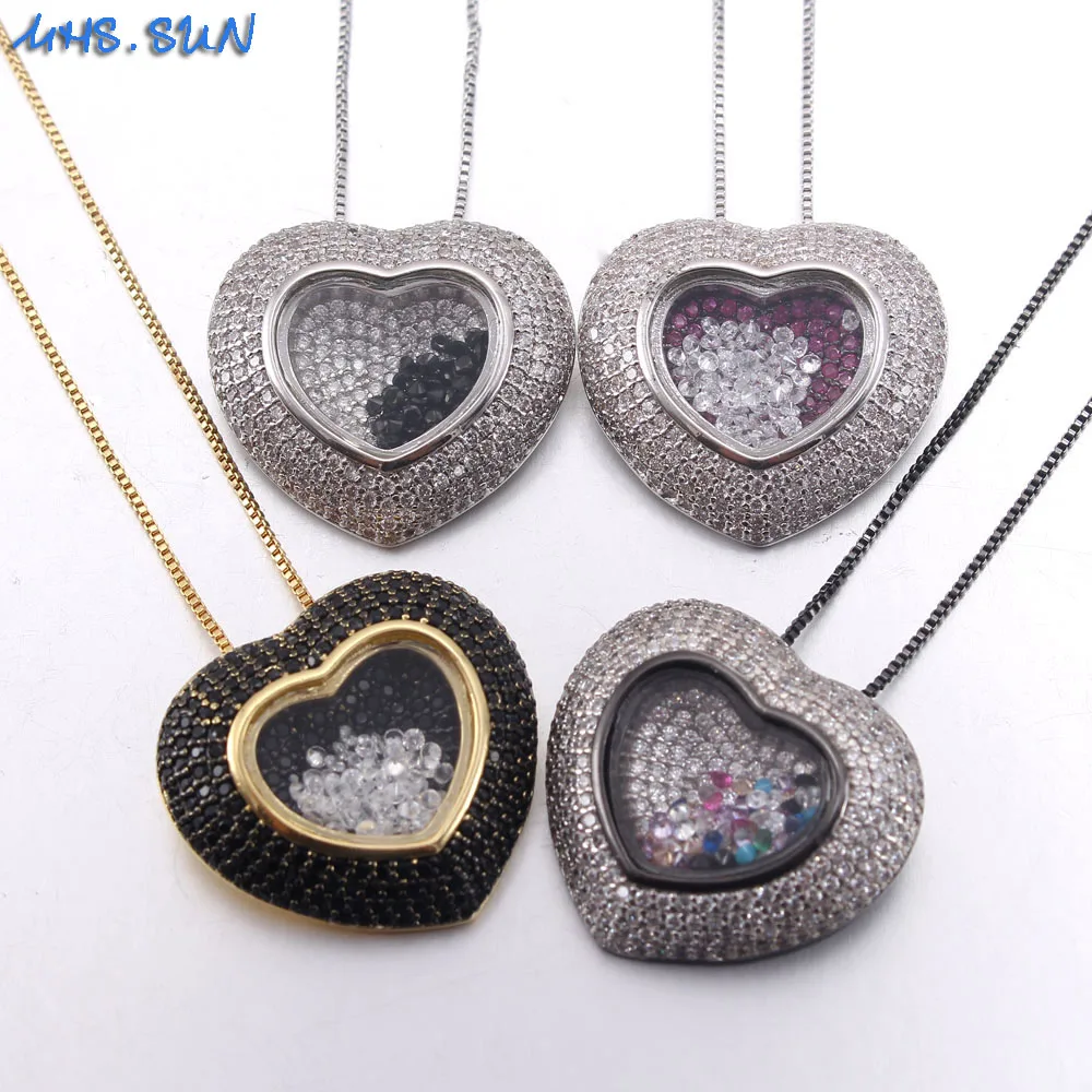 MHS.SUN женское мозаичный Циркон ожерелье с кулоном в виде сердца винтажное Золотое