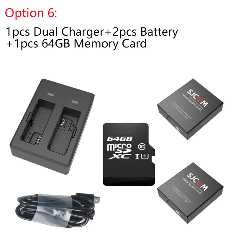 Option 6 SJCAM SJ9 серии Аксессуары двойное зарядное устройство 1300mAh литий-ионная батарея водонепроницаемый чехол Коробка для SJ9 Strike/sj9 Max 4K экшн-камеры - Цвет: Option 6
