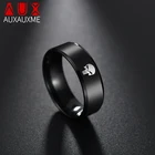 Мужские обручальные кольца Auxauxme, черные кольца с черным скелетом из титановой стали, ювелирные изделия, 8 мм