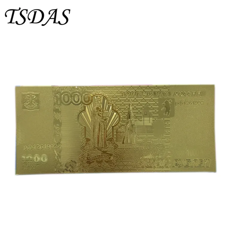 Коллекционные 24K золотые банкноты 10 шт./компл. Позолоченные русские 1000 рублей для