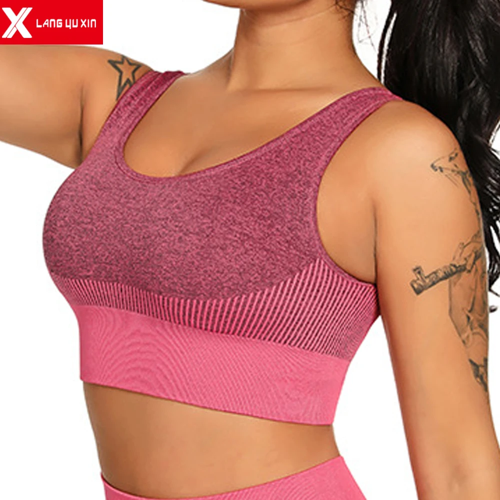 Спортивные бюстгальтеры Racerback для женщин с подкладкой бесшовные высокая ударная