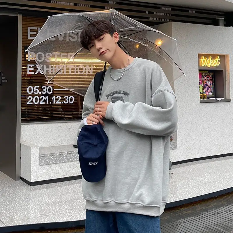 

Vintage sweatshirt men American full sleeved streetwear Harajuku O-neck pullover winter all-match hip-hop jacket boys clothes