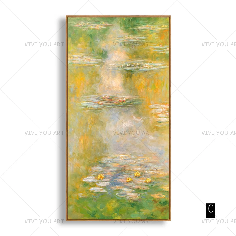 100% ручная работа Живопись Лотос пруд картина маслом на холсте настенная