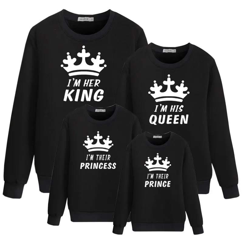Одинаковые толстовки king queen prince для всей семьи одежда мамы и дочери наряды Отца