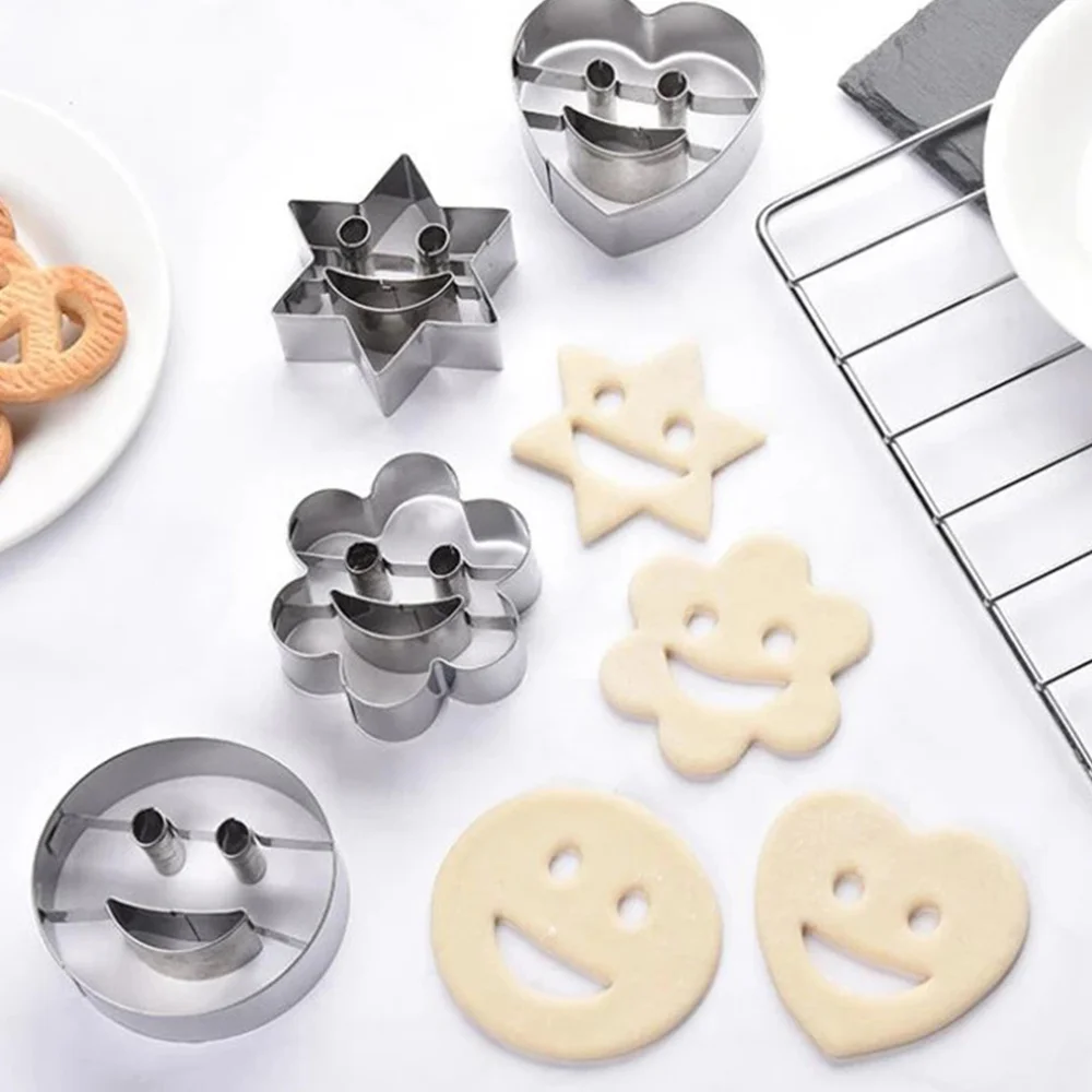 

VOGVIGO 4 piece cookie cutter smiley stainless steel Biscuit mold Fondant cake mold baking tools Sugar biscuit Mold
