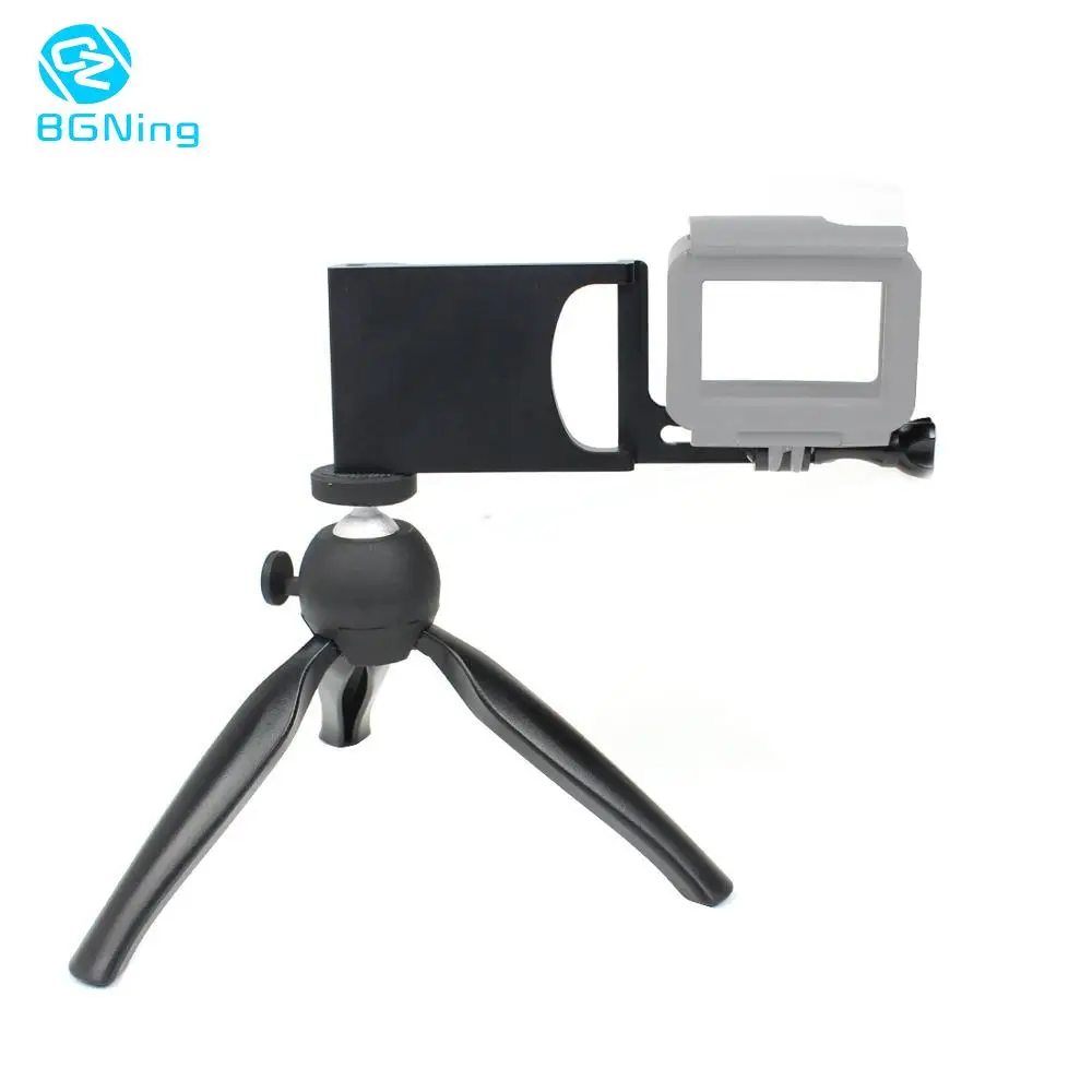 

BGNing Aluminum Gimbal Switch Mount Adapter Plate for DJI MOZA Selfie Handle w/ Mini Tripod for GOPRO 8 Sports Camera Holder